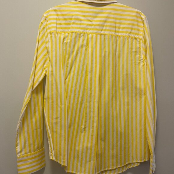 ✨EUC✨Banana Republic Yellow Striped Poplin Shirt size M NWOT - Picture 6 of 8